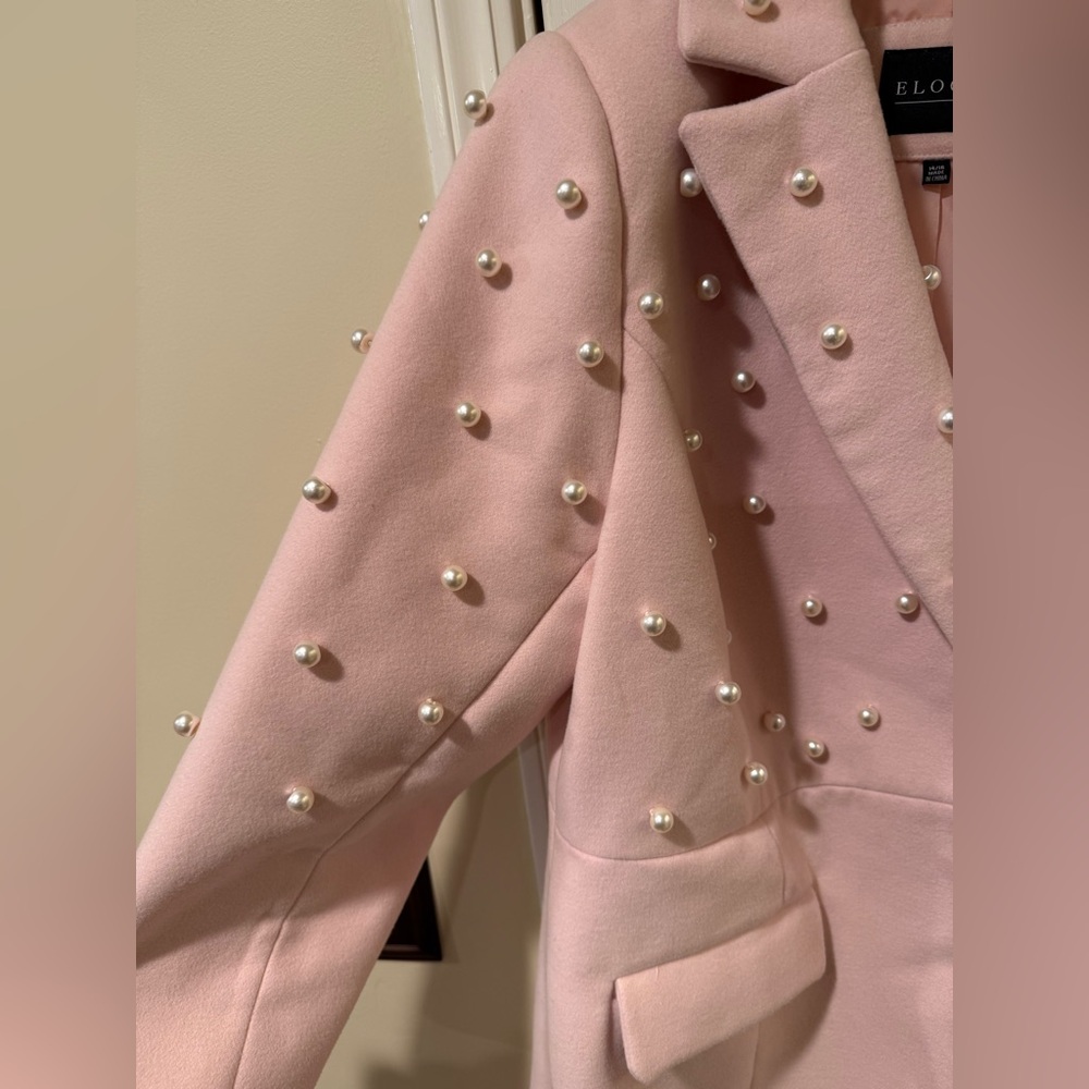 Eloquii light pink pearl coat 14/16 preppy girly Blair Waldorf feminine - Picture 6 of 10